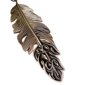 Jessica Simpson Pewter Solid Feather Color Keychain Bag Charm, Luggage Charm